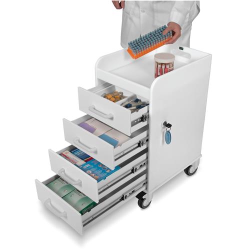 51032 | White Compact Cart with White Drawers